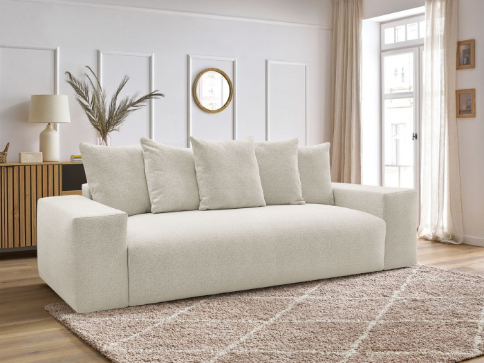 Canapé droit fixe 3 places VOLTAIRE tissu chiné