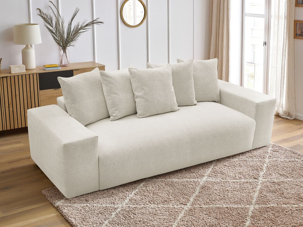 Canapé droit fixe 3 places VOLTAIRE tissu chiné