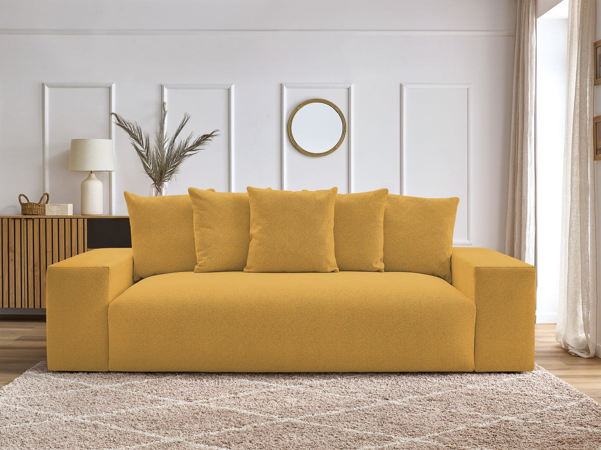 Canapé droit fixe 3 places VOLTAIRE tissu chiné
