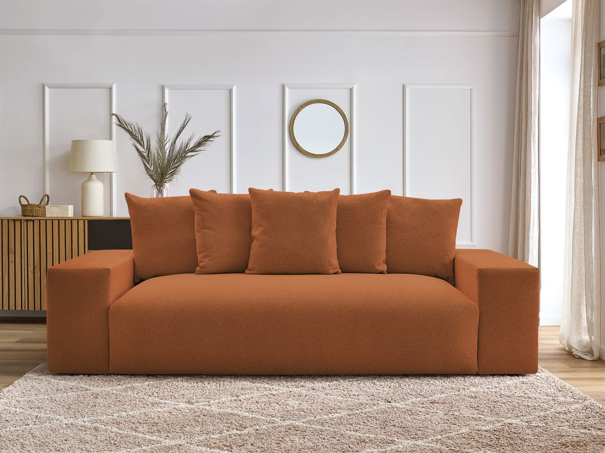 Canapé droit fixe 3 places VOLTAIRE tissu chiné
