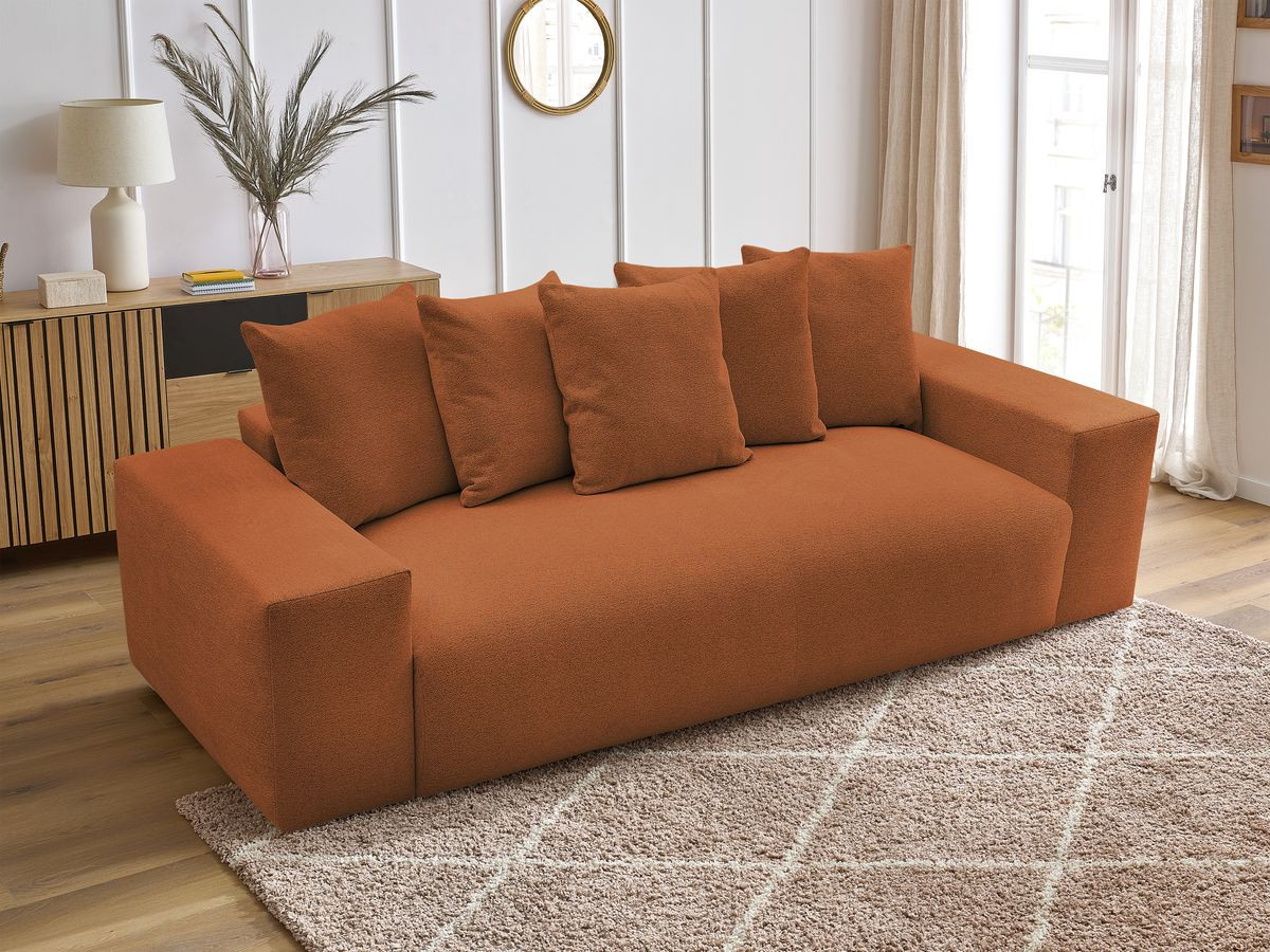 Canapé droit fixe 3 places VOLTAIRE tissu chiné