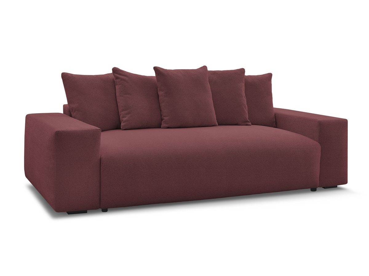 canapé droit fixe 3 places voltaire tissu chiné de couleur rouge