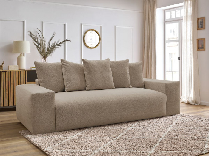 Canapé droit fixe 3 places VOLTAIRE tissu chiné