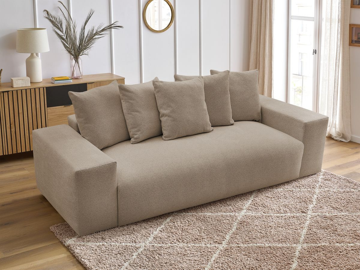 Canapé droit fixe 3 places VOLTAIRE tissu chiné