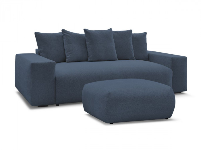 Canapé droit fixe 3 places VOLTAIRE tissu chiné avec pouf