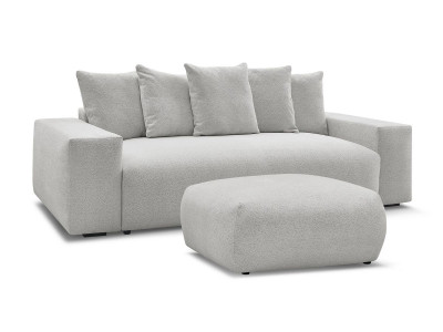 Canapé droit fixe 3 places VOLTAIRE tissu chiné avec pouf