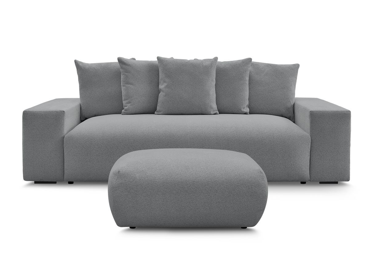 Canapé droit 3 places VOLTAIRE chiné avec pouf gris foncé — vue 4