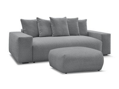 Canapé droit fixe 3 places VOLTAIRE tissu chiné avec pouf