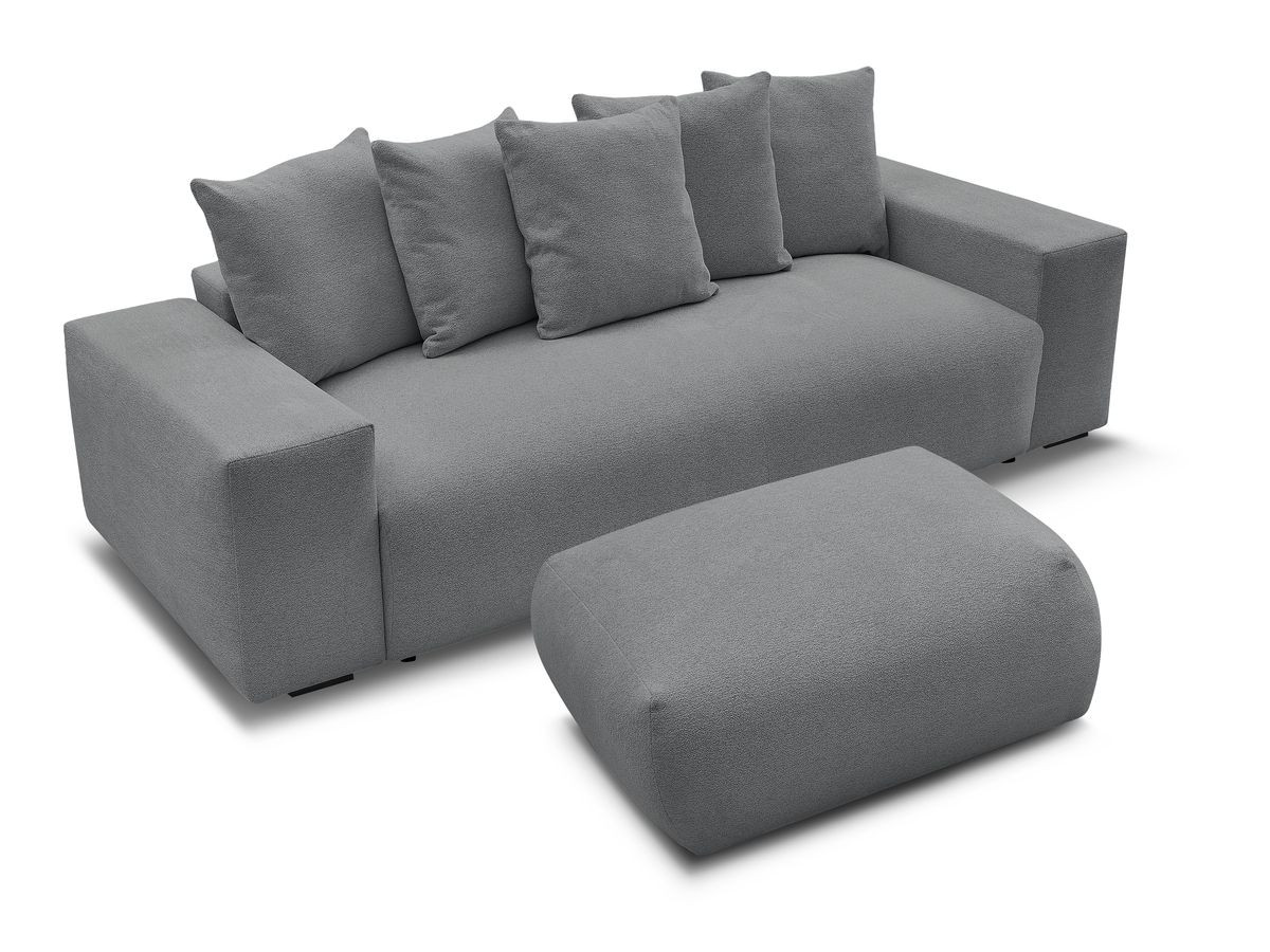 Canapé droit 3 places VOLTAIRE chiné avec pouf gris foncé — vue 5