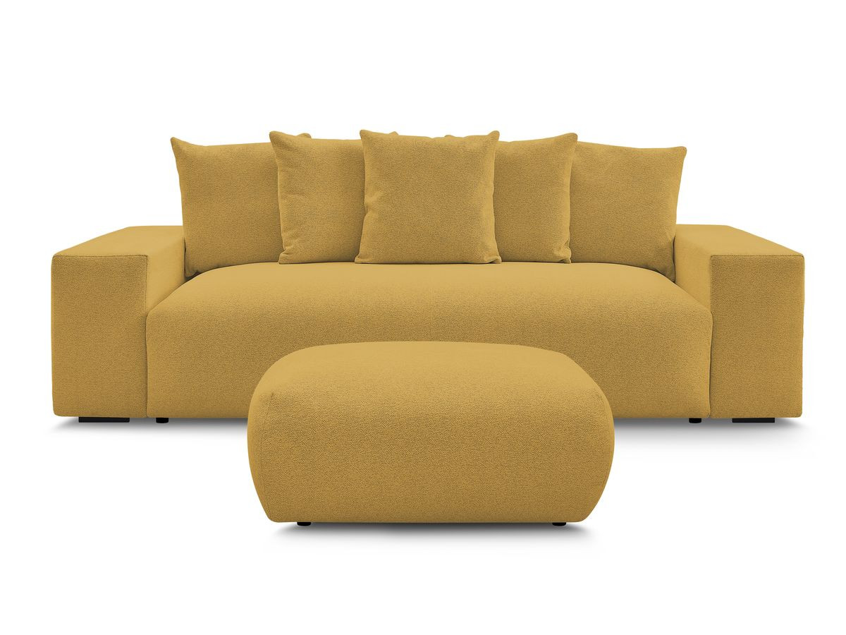 Canapé droit 3 places VOLTAIRE chiné avec pouf jaune — vue 5