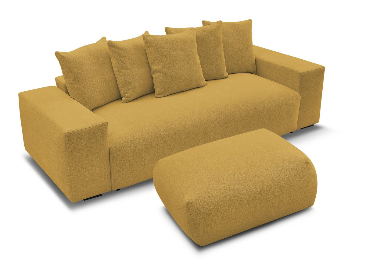 Canapé droit 3 places VOLTAIRE chiné avec pouf jaune — vue 6