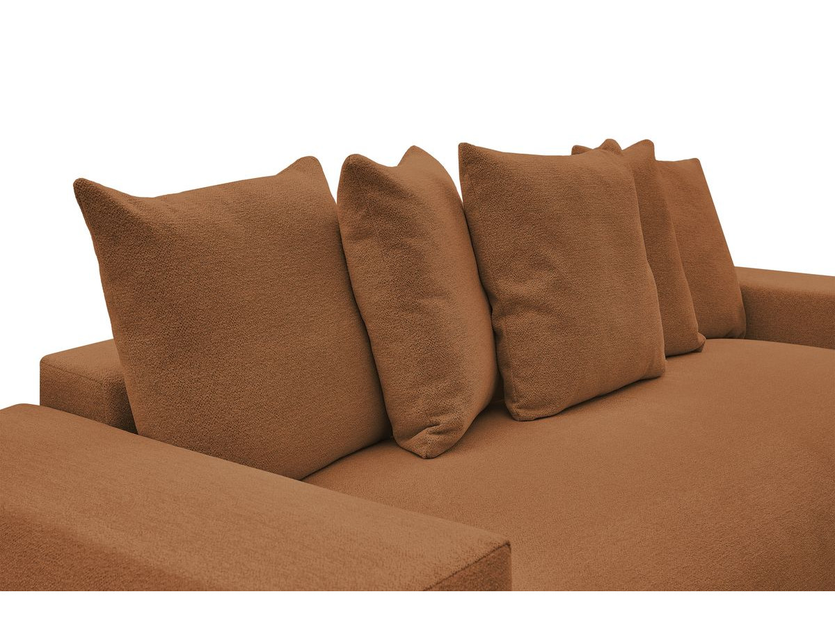 Canapé droit 3 places VOLTAIRE chiné avec pouf orange