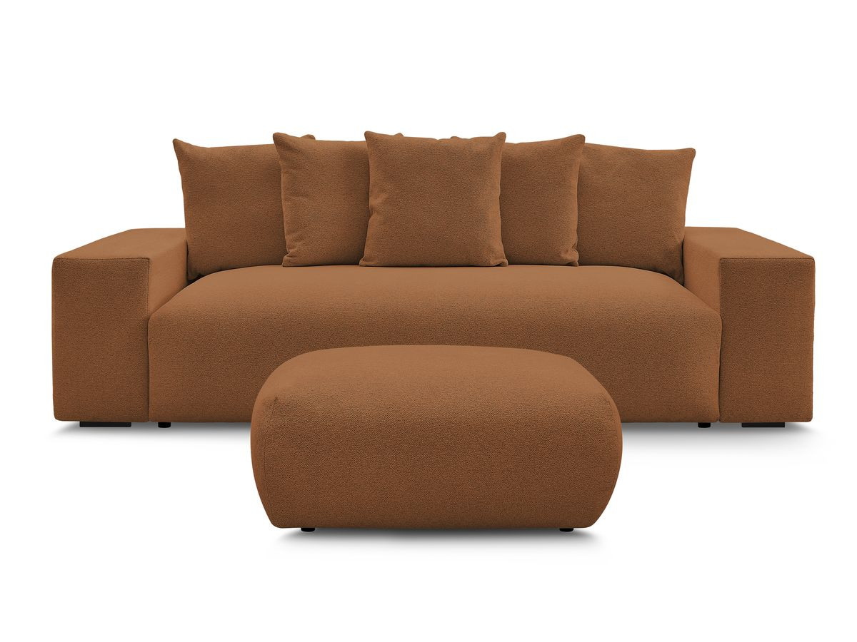 Canapé droit 3 places VOLTAIRE chiné avec pouf orange — vue 5