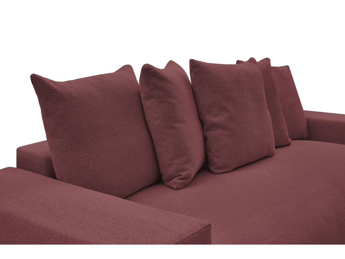 Canapé droit 3 places VOLTAIRE chiné avec pouf rouge — vue 4