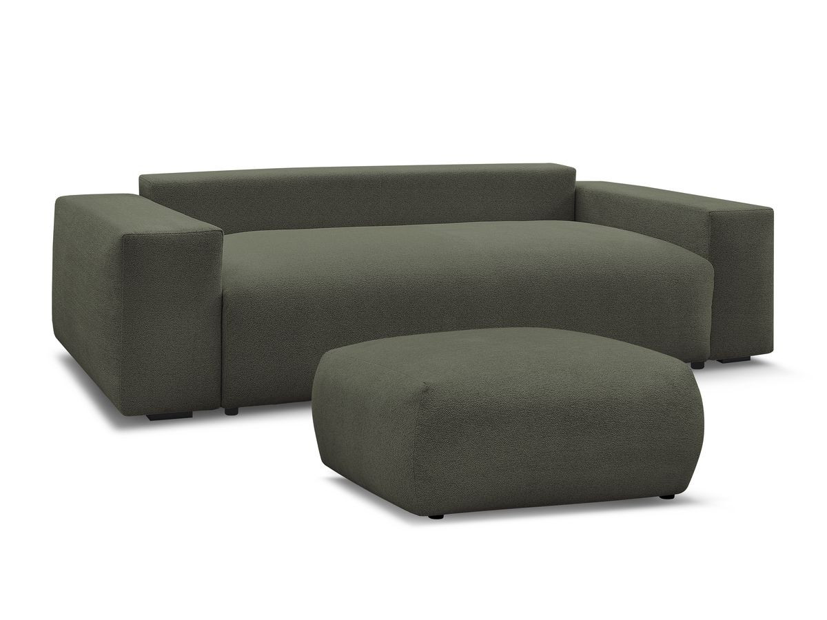 Canapé droit 3 places VOLTAIRE chiné avec pouf vert — vue 6