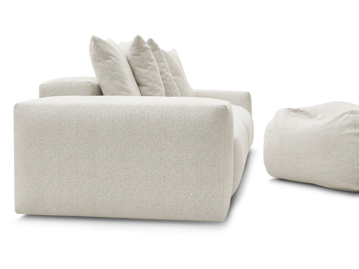 Canapé droit 4 places VOLTAIRE chiné avec pouf blanc — vue 4