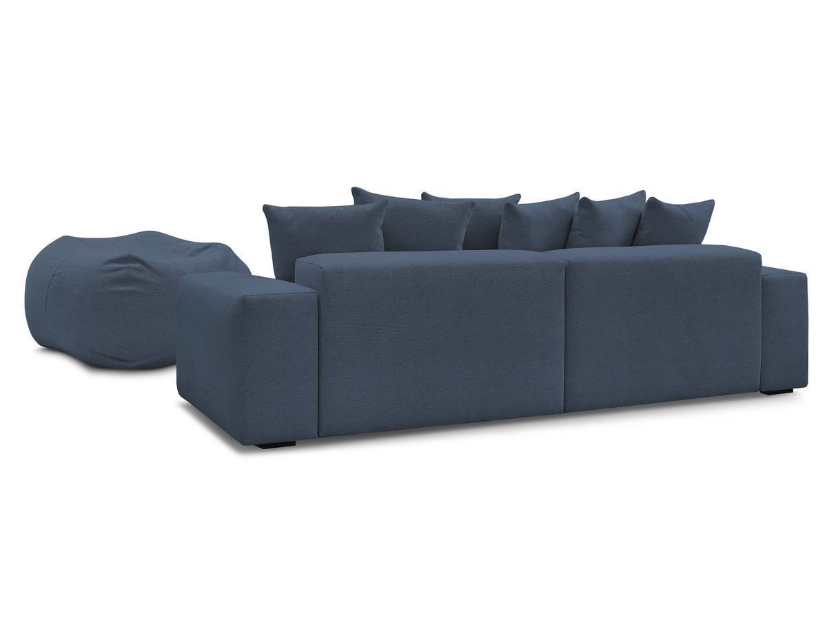 Canapé droit 4 places VOLTAIRE chiné avec pouf bleu foncé — vue 5