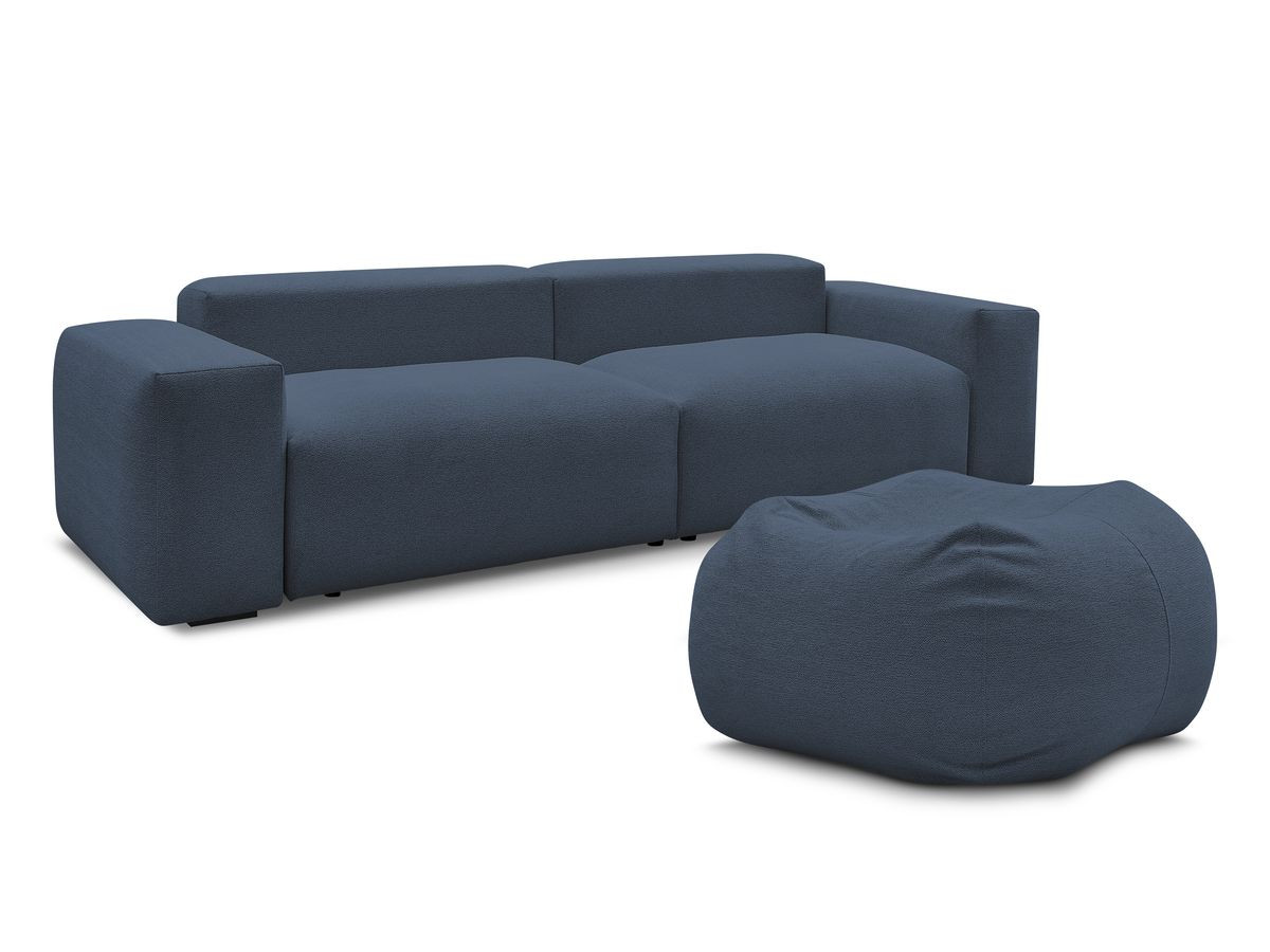 Canapé droit 4 places VOLTAIRE chiné avec pouf bleu foncé — vue 6