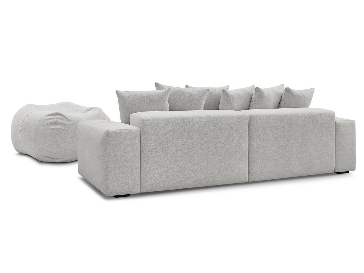 Canapé droit 4 places VOLTAIRE chiné avec pouf gris clair — vue 5