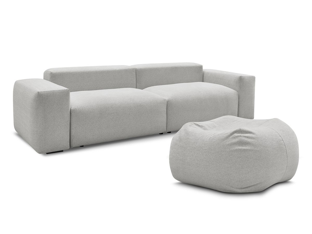 Canapé droit 4 places VOLTAIRE chiné avec pouf gris clair — vue 6