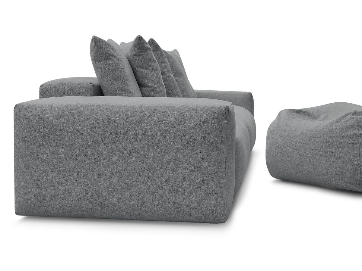 Canapé droit 4 places VOLTAIRE chiné avec pouf gris foncé — vue 5