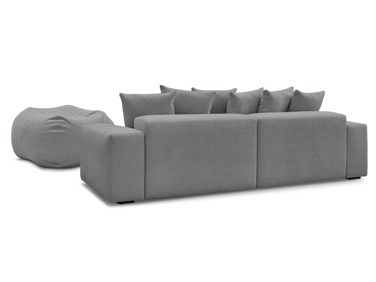 Canapé droit 4 places VOLTAIRE chiné avec pouf gris foncé — vue 6