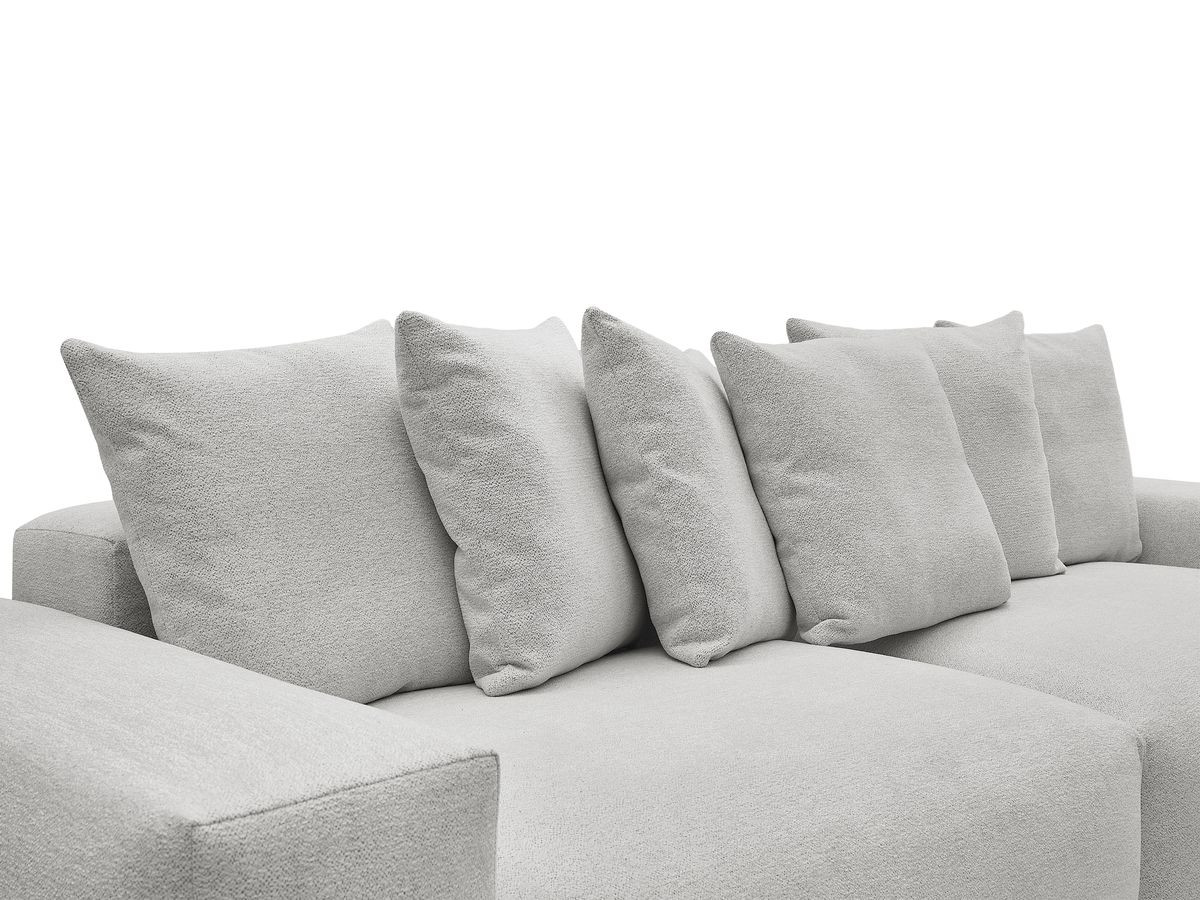 canapé droit fixe 4 places voltaire tissu chiné de couleur gris clair