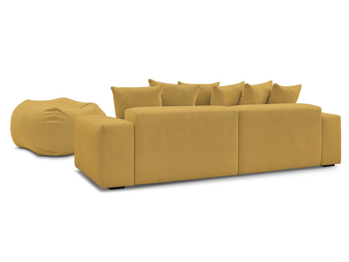 Canapé droit 4 places VOLTAIRE chiné avec pouf jaune — vue 5
