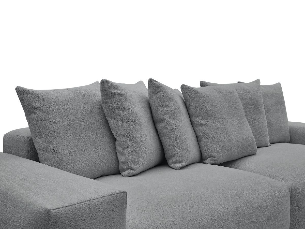 canapé droit fixe 4 places voltaire tissu chiné de couleur gris foncé