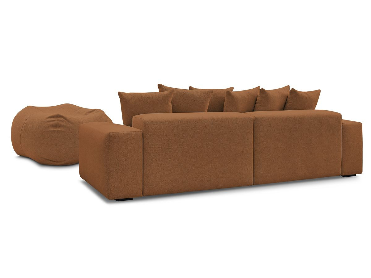 Canapé droit 4 places VOLTAIRE chiné avec pouf orange — vue 5