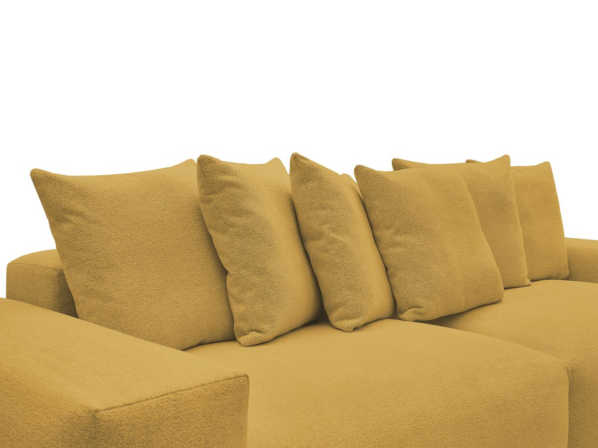 canapé droit fixe 4 places voltaire tissu chiné de couleur jaune