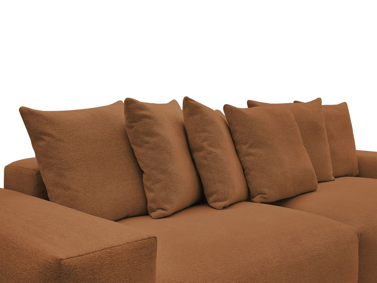 canapé droit fixe 4 places voltaire tissu chiné de couleur orange