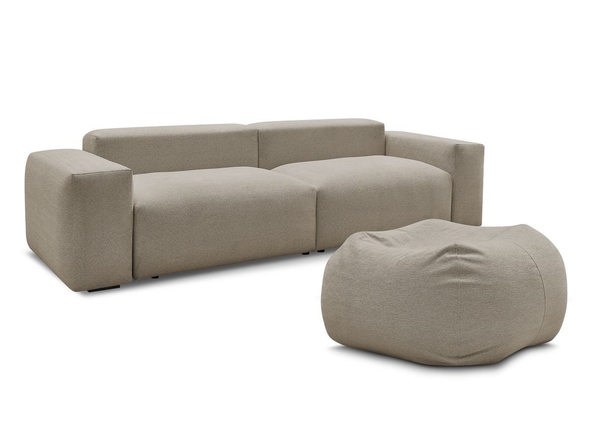 Canapé droit 4 places VOLTAIRE chiné avec pouf taupe — vue 6