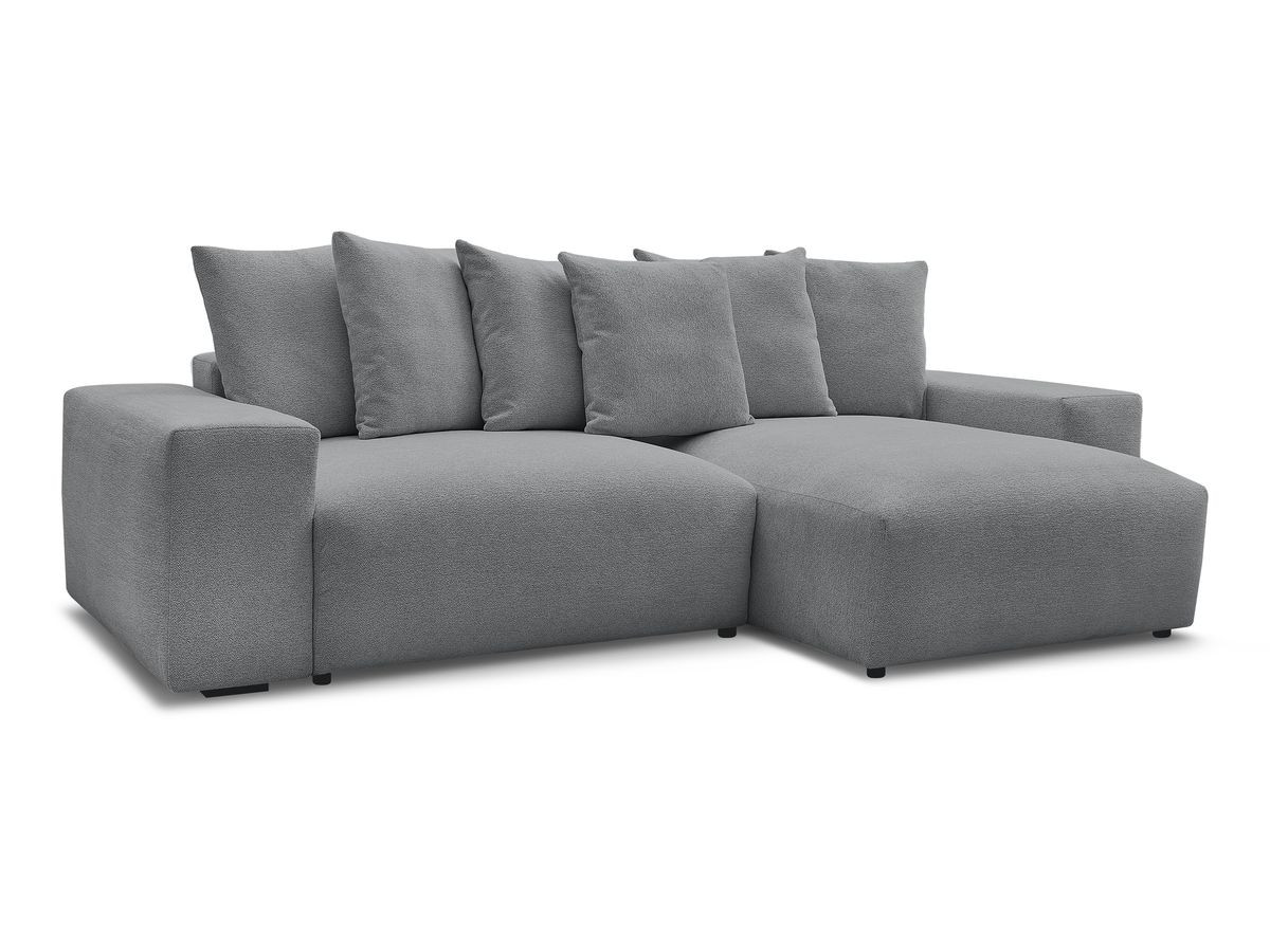 canapé d'angle fixe réversible voltaire tissu chiné de couleur gris foncé