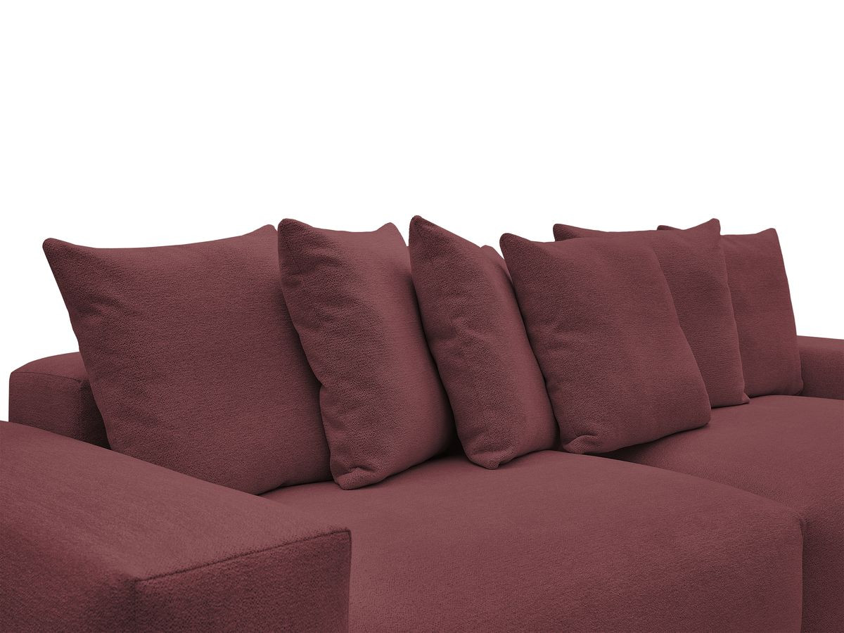 canapé droit fixe 4 places voltaire tissu chiné de couleur rouge