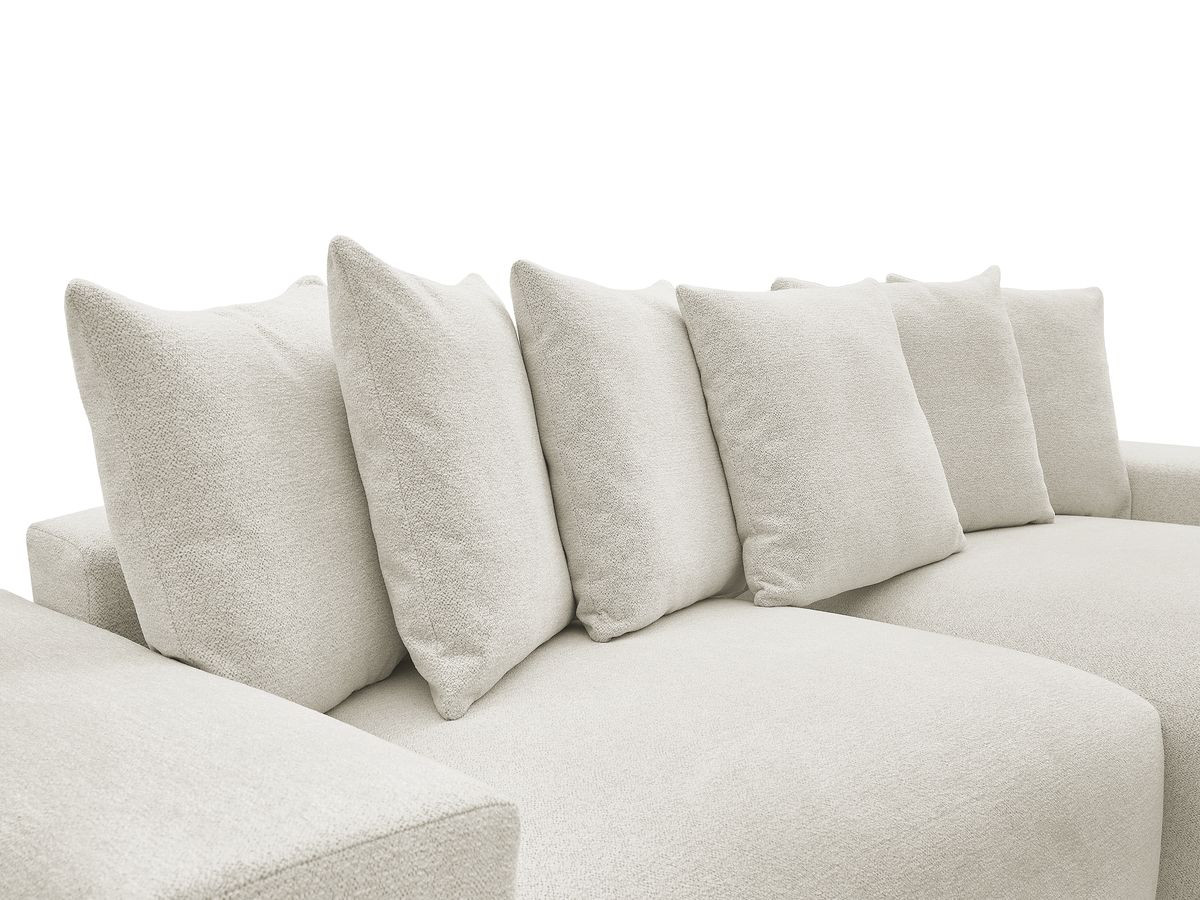 Canapé d'angle fixe réversible VOLTAIRE tissu chiné avec pouf