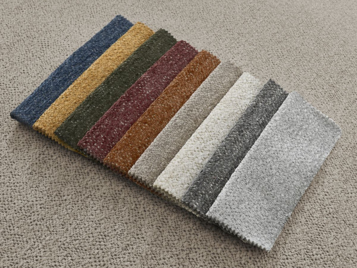 Canapé droit fixe 4 places VOLTAIRE tissu chiné avec pouf