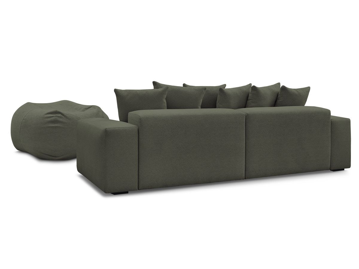 Canapé droit 4 places VOLTAIRE chiné avec pouf vert — vue 5
