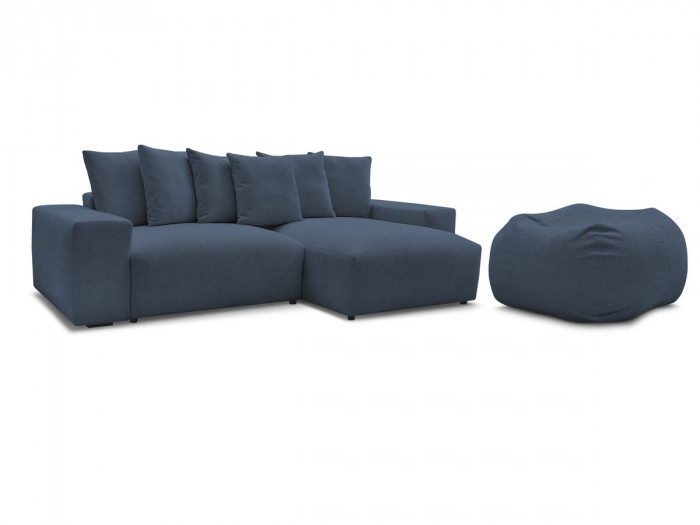 Canapé d'angle réversible VOLTAIRE tissu chiné avec pouf