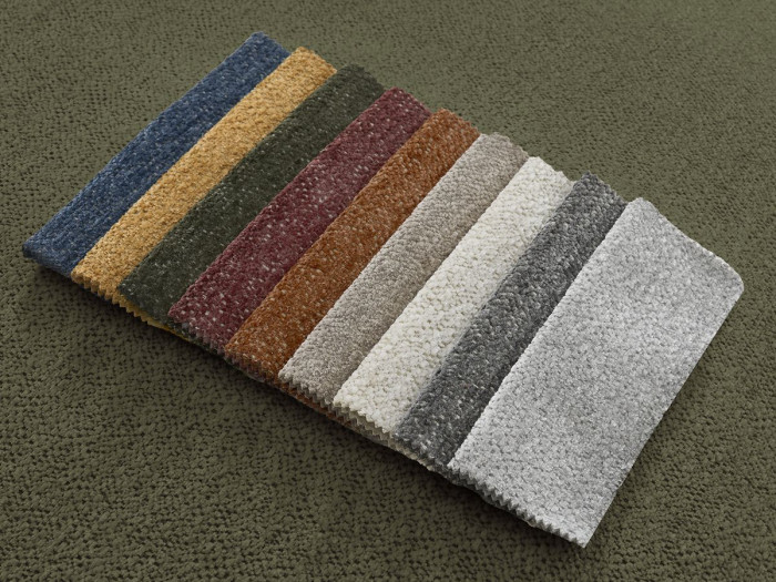 Canapé droit fixe 4 places VOLTAIRE tissu chiné avec pouf