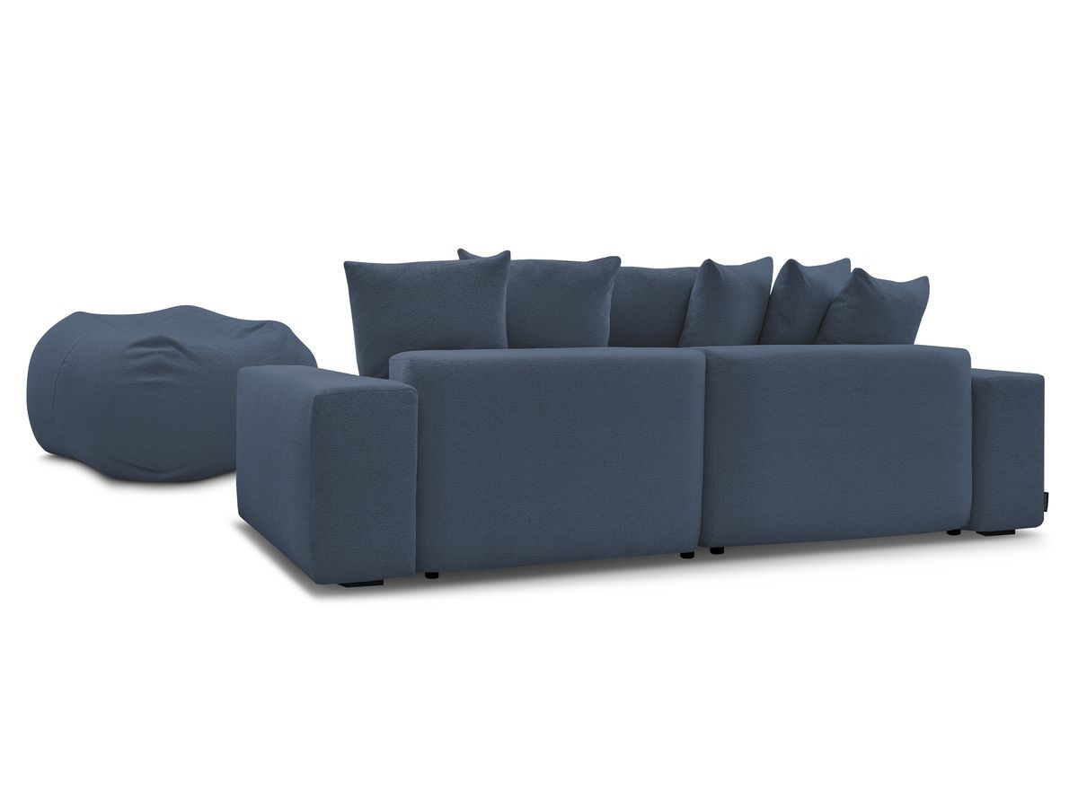 Canapé d'angle fixe réversible VOLTAIRE tissu chiné avec pouf