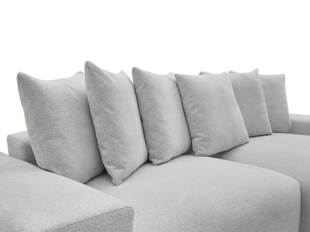 Canapé d'angle fixe réversible VOLTAIRE tissu chiné avec pouf