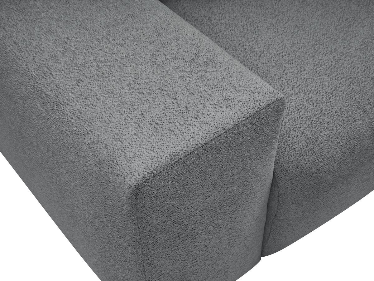 Canapé d'angle fixe réversible VOLTAIRE tissu chiné avec pouf