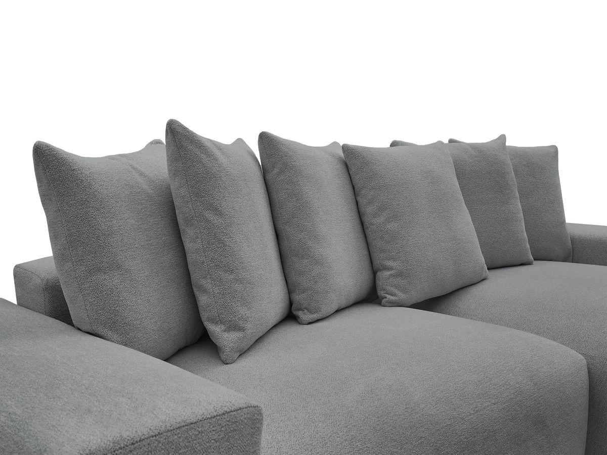 Canapé d'angle fixe réversible VOLTAIRE tissu chiné avec pouf