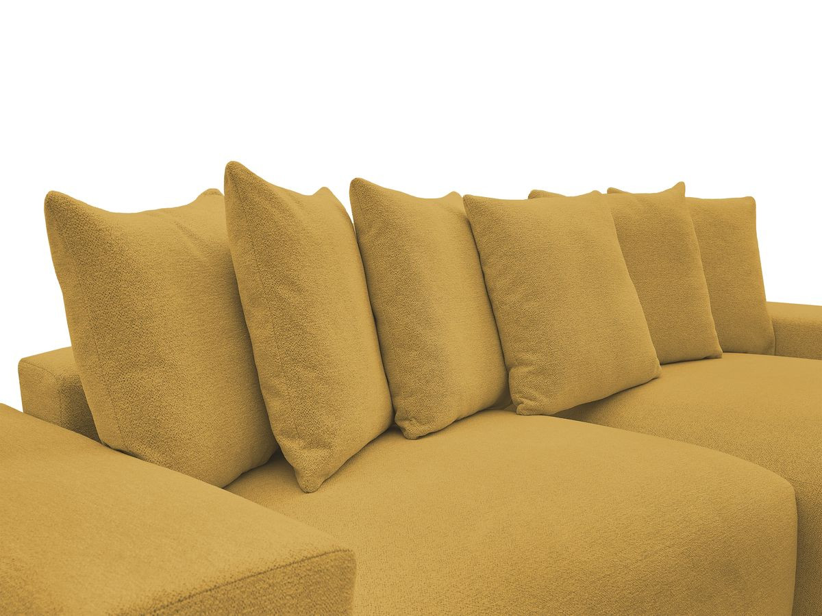 Canapé d'angle fixe réversible VOLTAIRE tissu chiné avec pouf