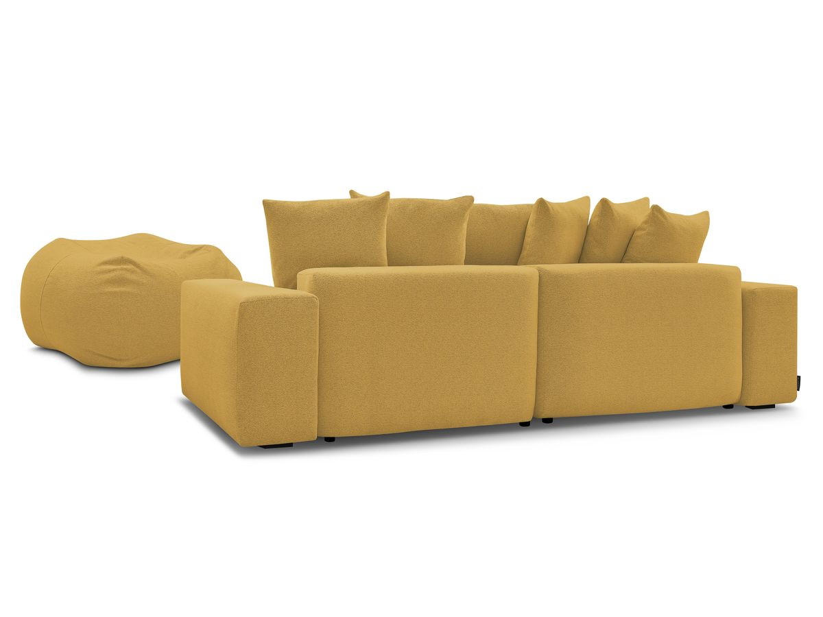 Canapé d'angle fixe réversible VOLTAIRE tissu chiné avec pouf