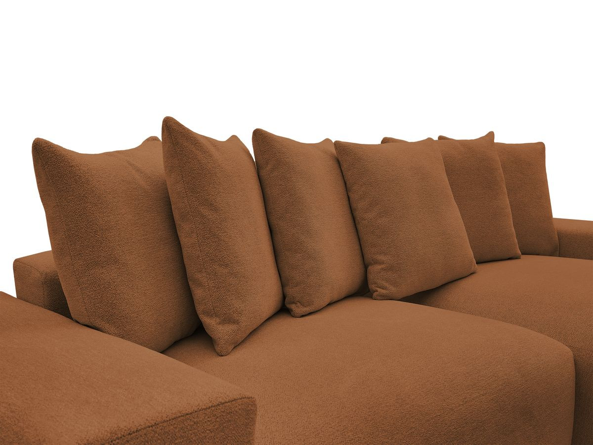 Canapé d'angle fixe réversible VOLTAIRE tissu chiné avec pouf