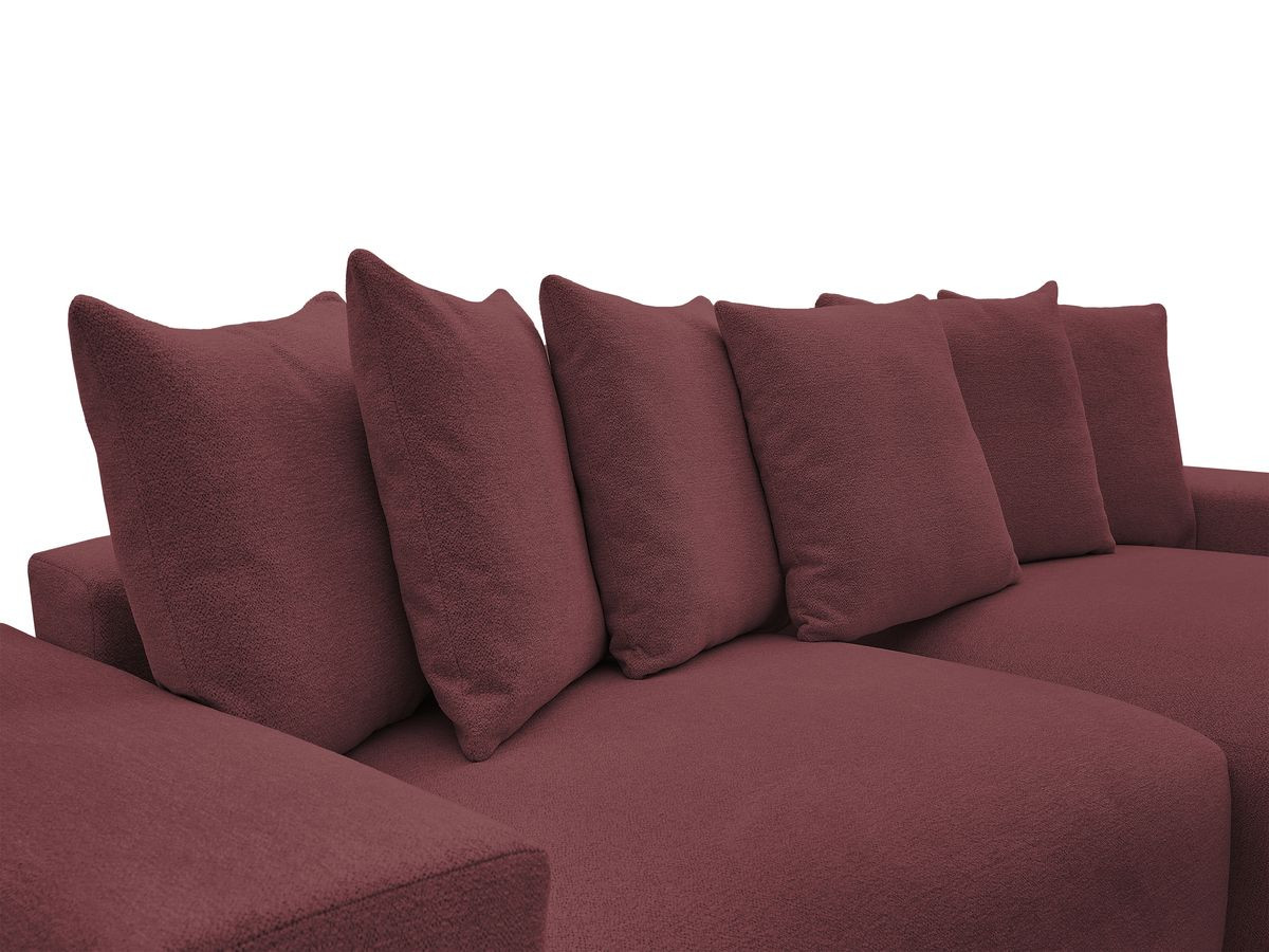 Canapé d'angle fixe réversible VOLTAIRE tissu chiné avec pouf