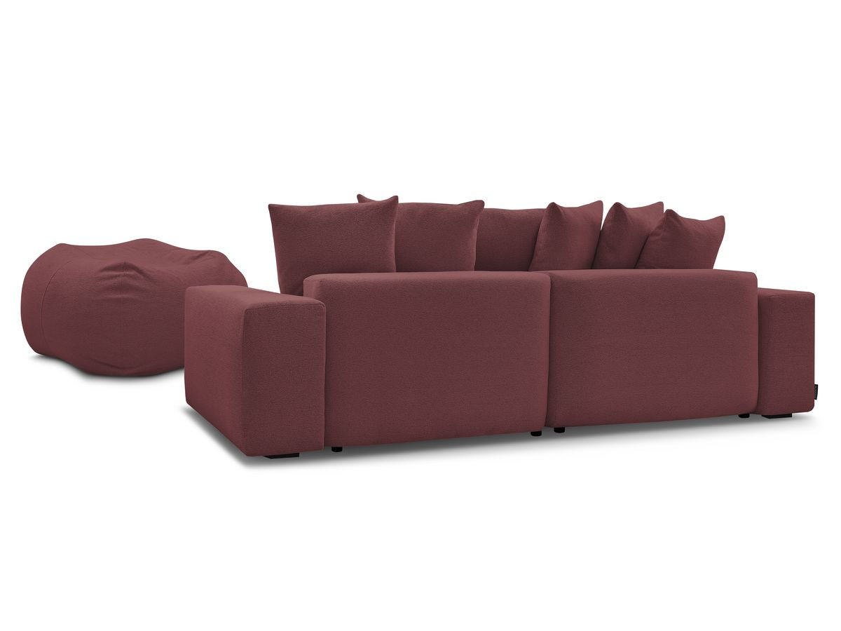 Canapé d'angle fixe réversible VOLTAIRE tissu chiné avec pouf