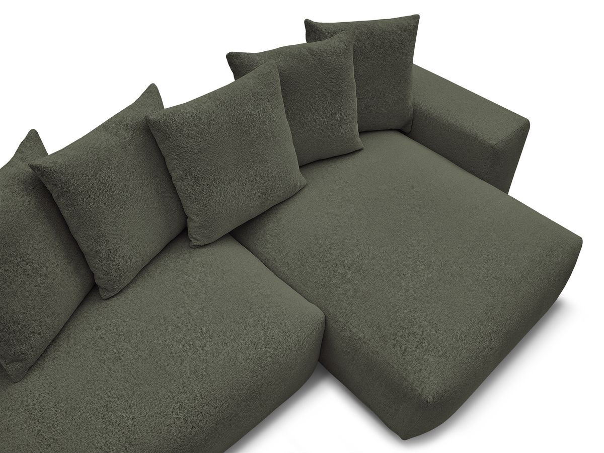 Canapé d'angle fixe réversible VOLTAIRE tissu chiné avec pouf